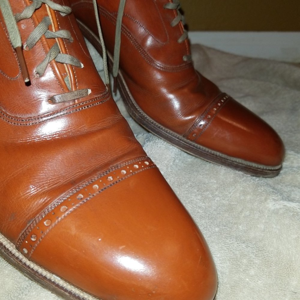 13AA Vintage Stacy Adams Cap Toe Mens Dress Shoes